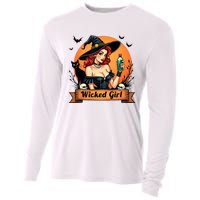 Wicked Girl Retro Pin Up Witch Halloween Cooling Performance Long Sleeve Crew