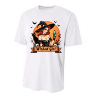 Wicked Girl Retro Pin Up Witch Halloween Performance Sprint T-Shirt