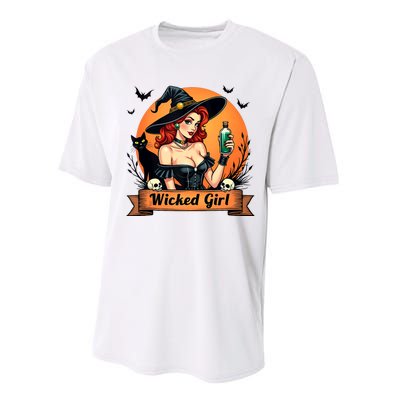 Wicked Girl Retro Pin Up Witch Halloween Performance Sprint T-Shirt