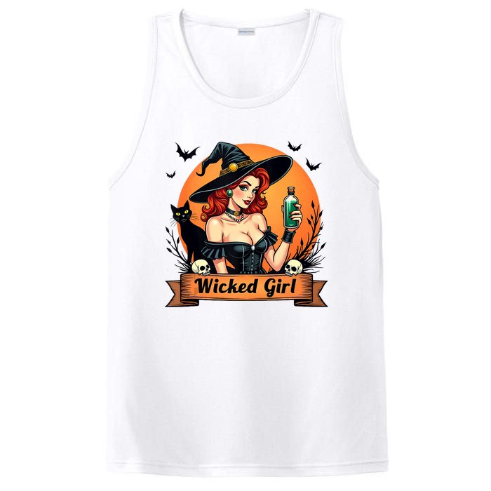 Wicked Girl Retro Pin Up Witch Halloween PosiCharge Competitor Tank