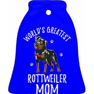 World's Greatest Rottweiler Mom Funny Rottie Mama Dog Lover Great Gift Ceramic Bell Ornament