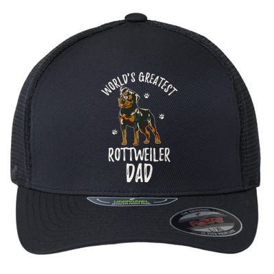 Worlds Greatest Rottweiler Dad Funny Rottie Papa Dog Lover Cute Gift Flexfit Unipanel Trucker Cap