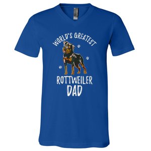 Worlds Greatest Rottweiler Dad Funny Rottie Papa Dog Lover Cute Gift V-Neck T-Shirt