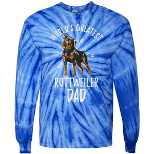 Worlds Greatest Rottweiler Dad Funny Rottie Papa Dog Lover Cute Gift Tie-Dye Long Sleeve Shirt