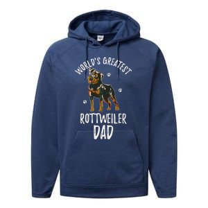 Worlds Greatest Rottweiler Dad Funny Rottie Papa Dog Lover Cute Gift Performance Fleece Hoodie