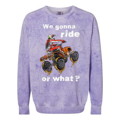 We Gonna Ride Or What Fun Gift Atv Four Wheeler Quad Bike Colorblast Crewneck Sweatshirt