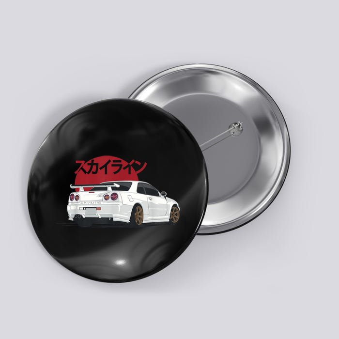 White Gt R 34 Jdm Skyline Button