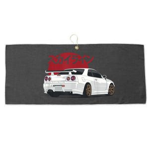 White Gt R 34 Jdm Skyline Large Microfiber Waffle Golf Towel