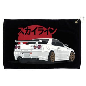 White Gt R 34 Jdm Skyline Grommeted Golf Towel