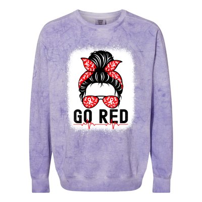 Womens Go Red American Heart Health Month Awareness In February Colorblast Crewneck Sweatshirt