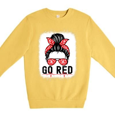 Womens Go Red American Heart Health Month Awareness In February Premium Crewneck Sweatshirt