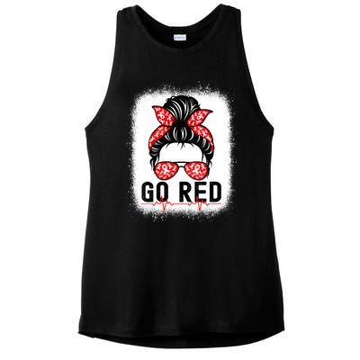 Womens Go Red American Heart Health Month Awareness In February Ladies PosiCharge Tri-Blend Wicking Tank