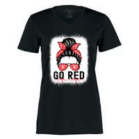 Womens Go Red American Heart Health Month Awareness In February Women's Momentum V-Neck T-Shirt