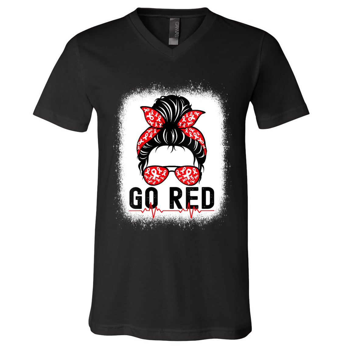 Womens Go Red American Heart Health Month Awareness In February V-Neck T-Shirt