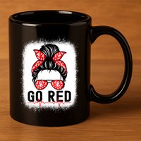 Womens Go Red American Heart Health Month Awareness In February 11oz C Handle Ceramic Mug