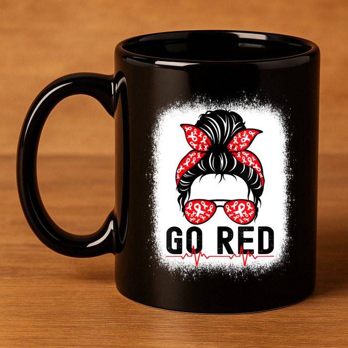 Womens Go Red American Heart Health Month Awareness In February 11oz C Handle Ceramic Mug