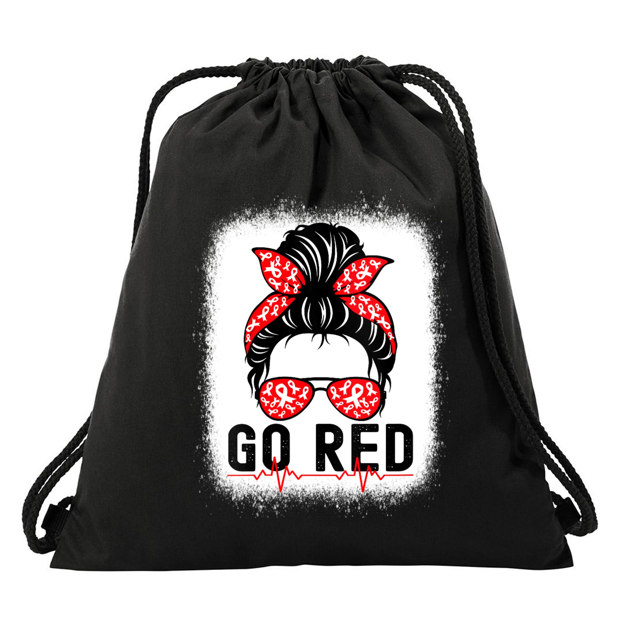 Womens Go Red American Heart Health Month Awareness In February Drawstring Bag