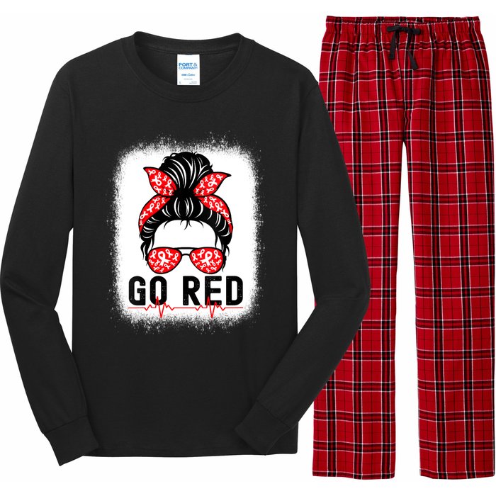 Womens Go Red American Heart Health Month Awareness In February Long Sleeve Pajama Set