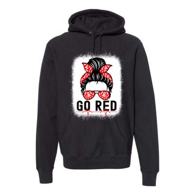 Womens Go Red American Heart Health Month Awareness In February Premium Hoodie