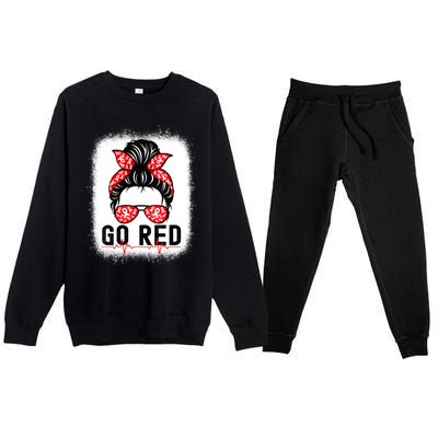 Womens Go Red American Heart Health Month Awareness In February Premium Crewneck Sweatsuit Set