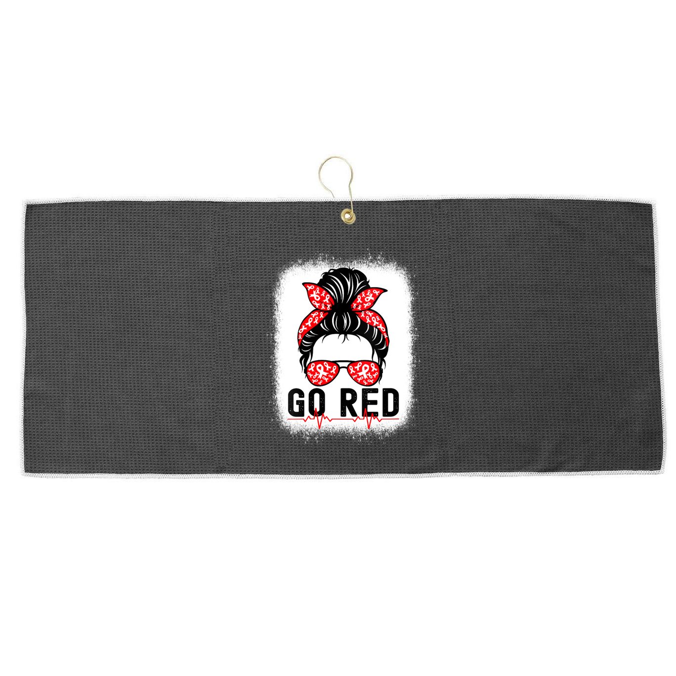 Womens Go Red American Heart Health Month Awareness In February Large Microfiber Waffle Golf Towel