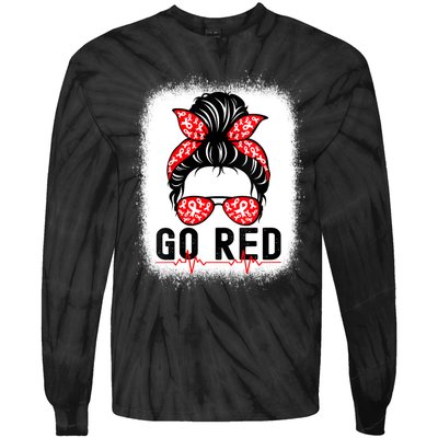 Womens Go Red American Heart Health Month Awareness In February Tie-Dye Long Sleeve Shirt