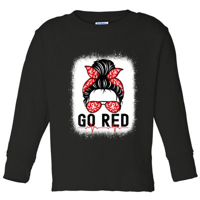 Womens Go Red American Heart Health Month Awareness In February Toddler Long Sleeve Shirt