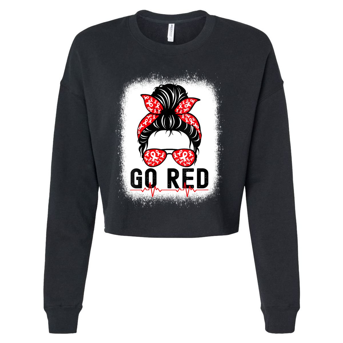 Womens Go Red American Heart Health Month Awareness In February Cropped Pullover Crew