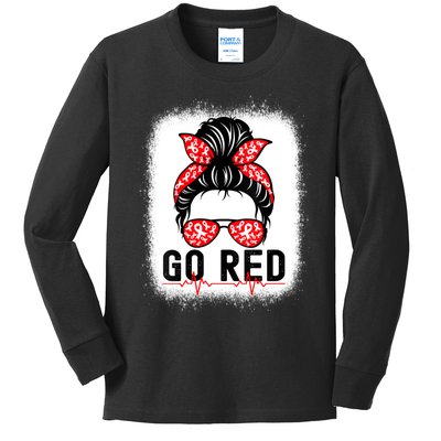 Womens Go Red American Heart Health Month Awareness In February Kids Long Sleeve Shirt