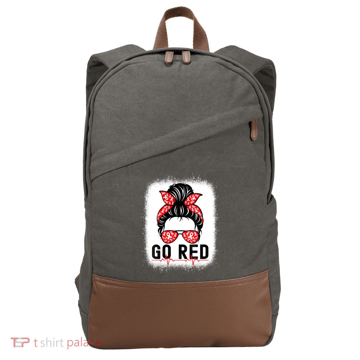 Womens Go Red American Heart Health Month Awareness In February Cotton Canvas Backpack