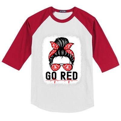 Womens Go Red American Heart Health Month Awareness In February Kids Colorblock Raglan Jersey