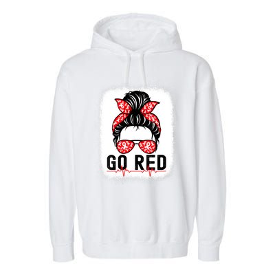 Womens Go Red American Heart Health Month Awareness In February Garment-Dyed Fleece Hoodie