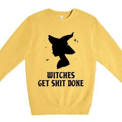 Witches Get Shit Done Funny Spooky Vibes Halloween Costume Meaningful Gift Premium Crewneck Sweatshirt