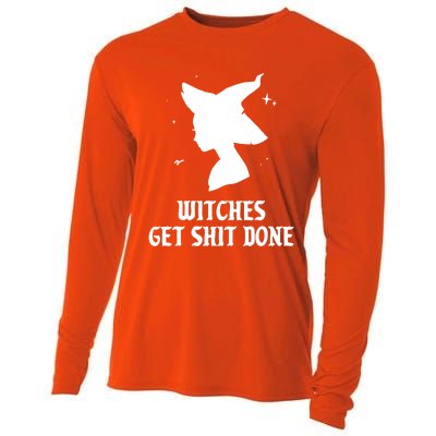 Witches Get Shit Done Funny Spooky Vibes Halloween Costume Meaningful Gift Cooling Performance Long Sleeve Crew