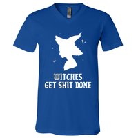 Witches Get Shit Done Funny Spooky Vibes Halloween Costume Meaningful Gift V-Neck T-Shirt