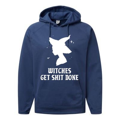 Witches Get Shit Done Funny Spooky Vibes Halloween Costume Meaningful Gift Performance Fleece Hoodie