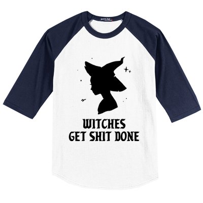 Witches Get Shit Done Funny Spooky Vibes Halloween Costume Meaningful Gift Baseball Sleeve Shirt