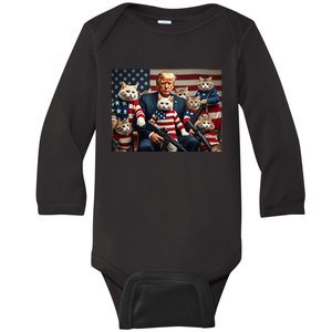 We’Re Gonna Save The Cats Funny Trump Vote 2024 America Baby Long Sleeve Bodysuit