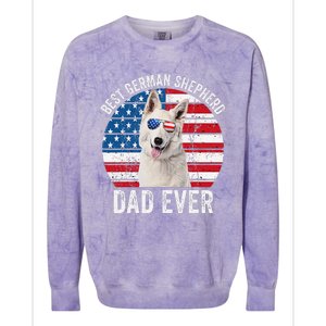 White German Shepherd Dad American Flag Dog Lover Gsd Dog Colorblast Crewneck Sweatshirt