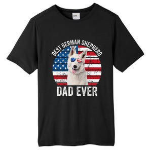 White German Shepherd Dad American Flag Dog Lover Gsd Dog Tall Fusion ChromaSoft Performance T-Shirt