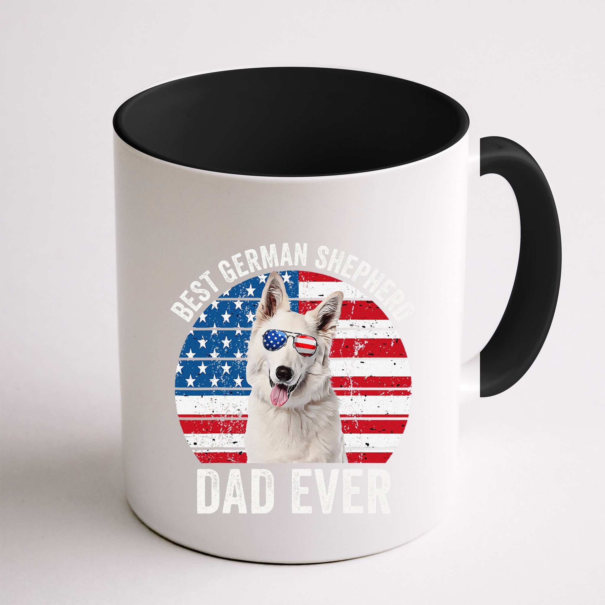 White German Shepherd Dad American Flag Dog Lover Gsd Dog Mug