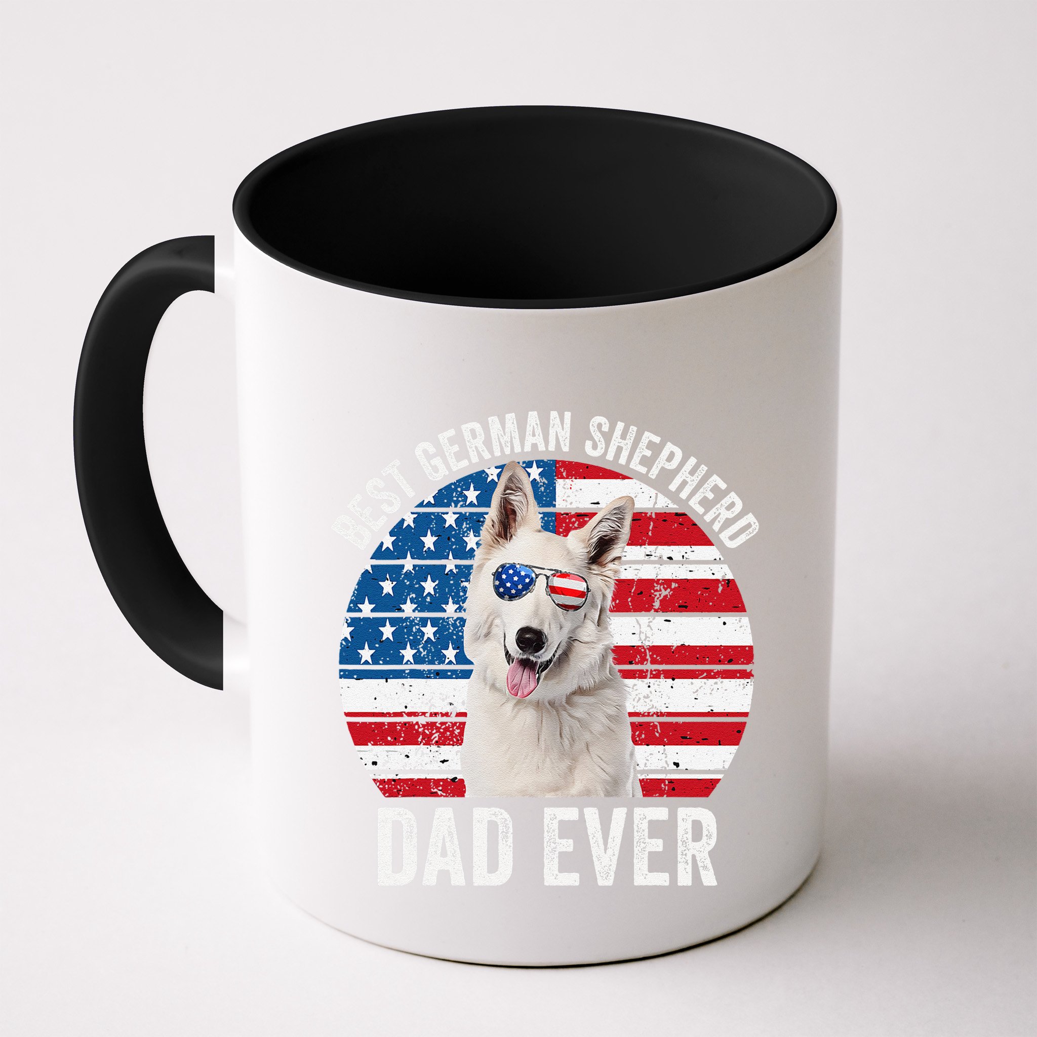 White German Shepherd Dad American Flag Dog Lover Gsd Dog Mug