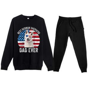 White German Shepherd Dad American Flag Dog Lover Gsd Dog Premium Crewneck Sweatsuit Set