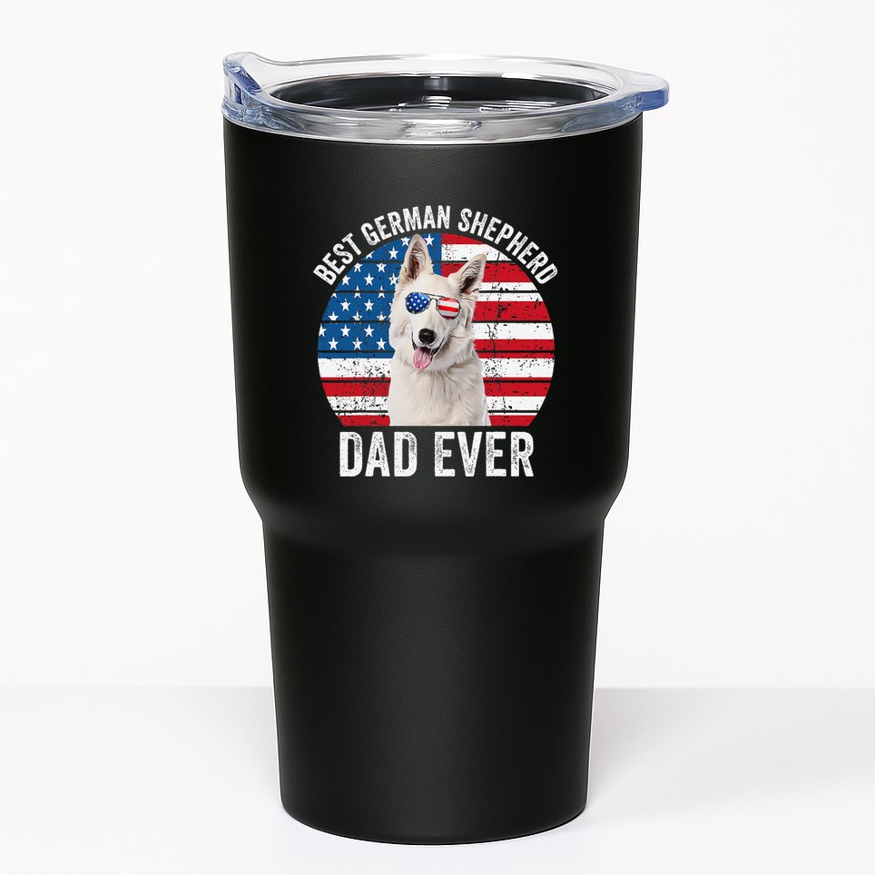 White German Shepherd Dad American Flag Dog Lover Gsd Dog Tumbler