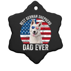 White German Shepherd Dad American Flag Dog Lover Gsd Dog Ceramic Star Ornament