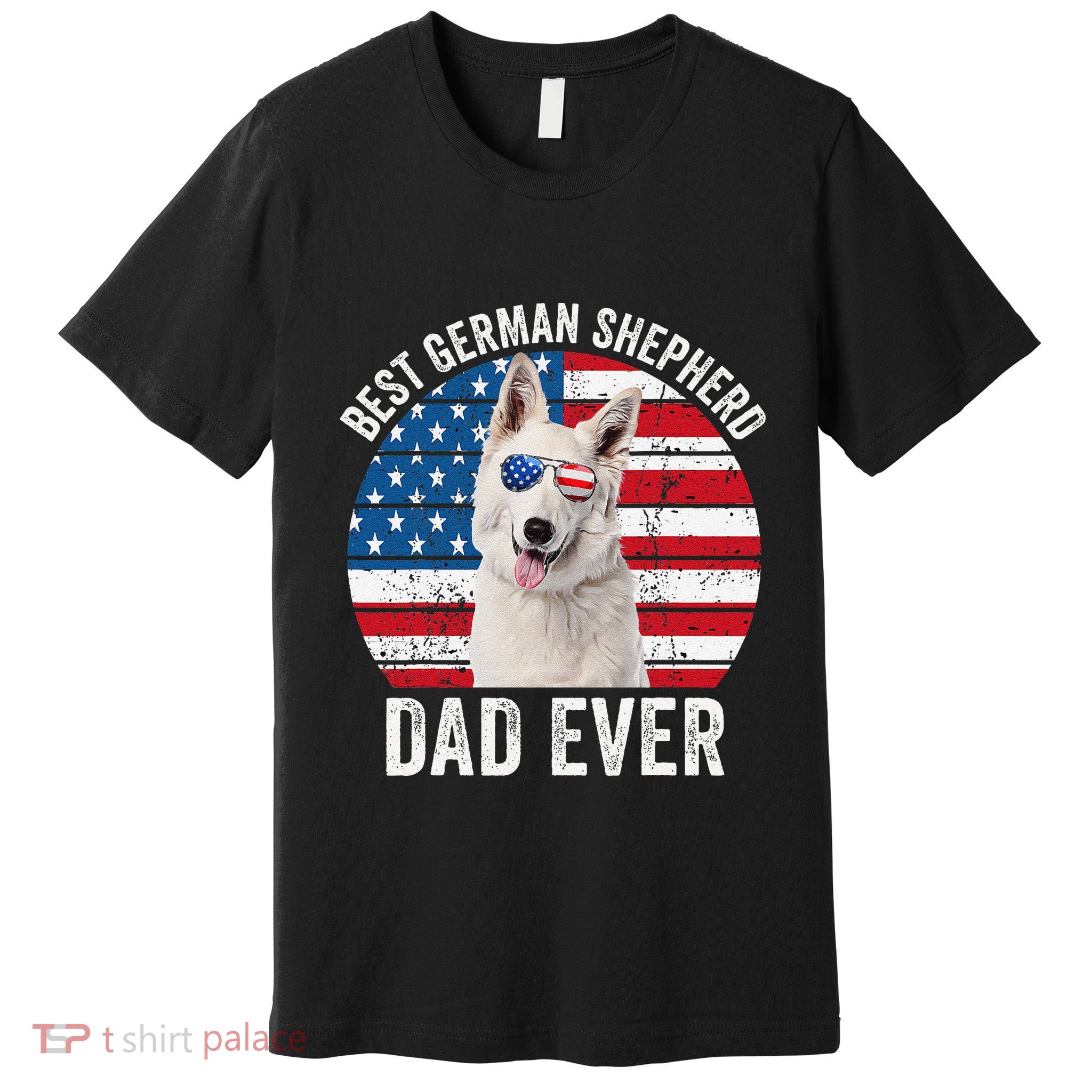 White German Shepherd Dad American Flag Dog Lover Gsd Dog Premium T-Shirt