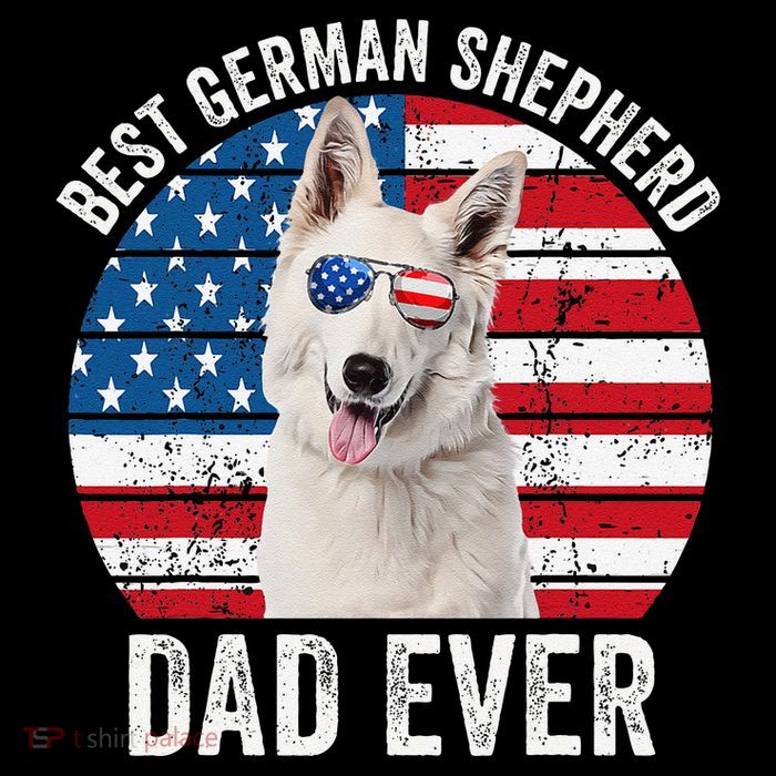 White German Shepherd Dad American Flag Dog Lover Gsd Dog Premium T-Shirt