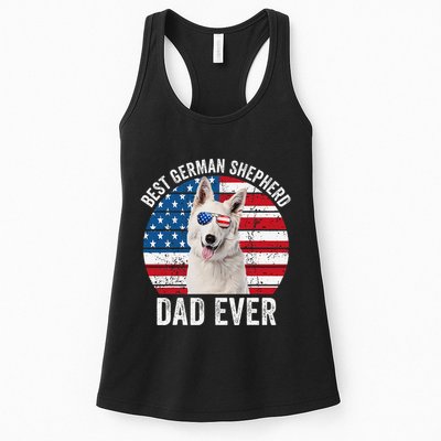 White German Shepherd Dad American Flag Dog Lover Gsd Dog Womens Tank Top