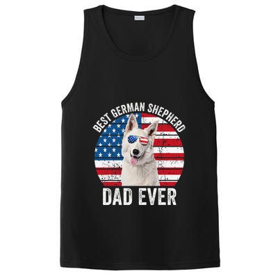 White German Shepherd Dad American Flag Dog Lover Gsd Dog PosiCharge Competitor Tank