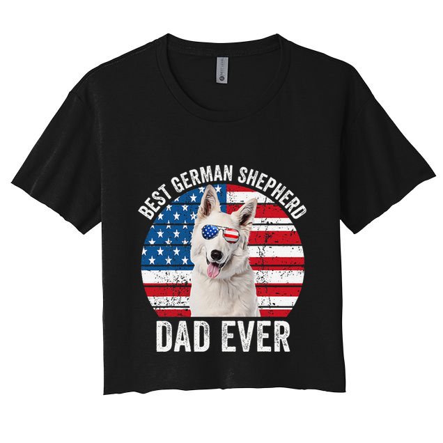 White German Shepherd Dad American Flag Dog Lover Gsd Dog Women's Crop Top Tee